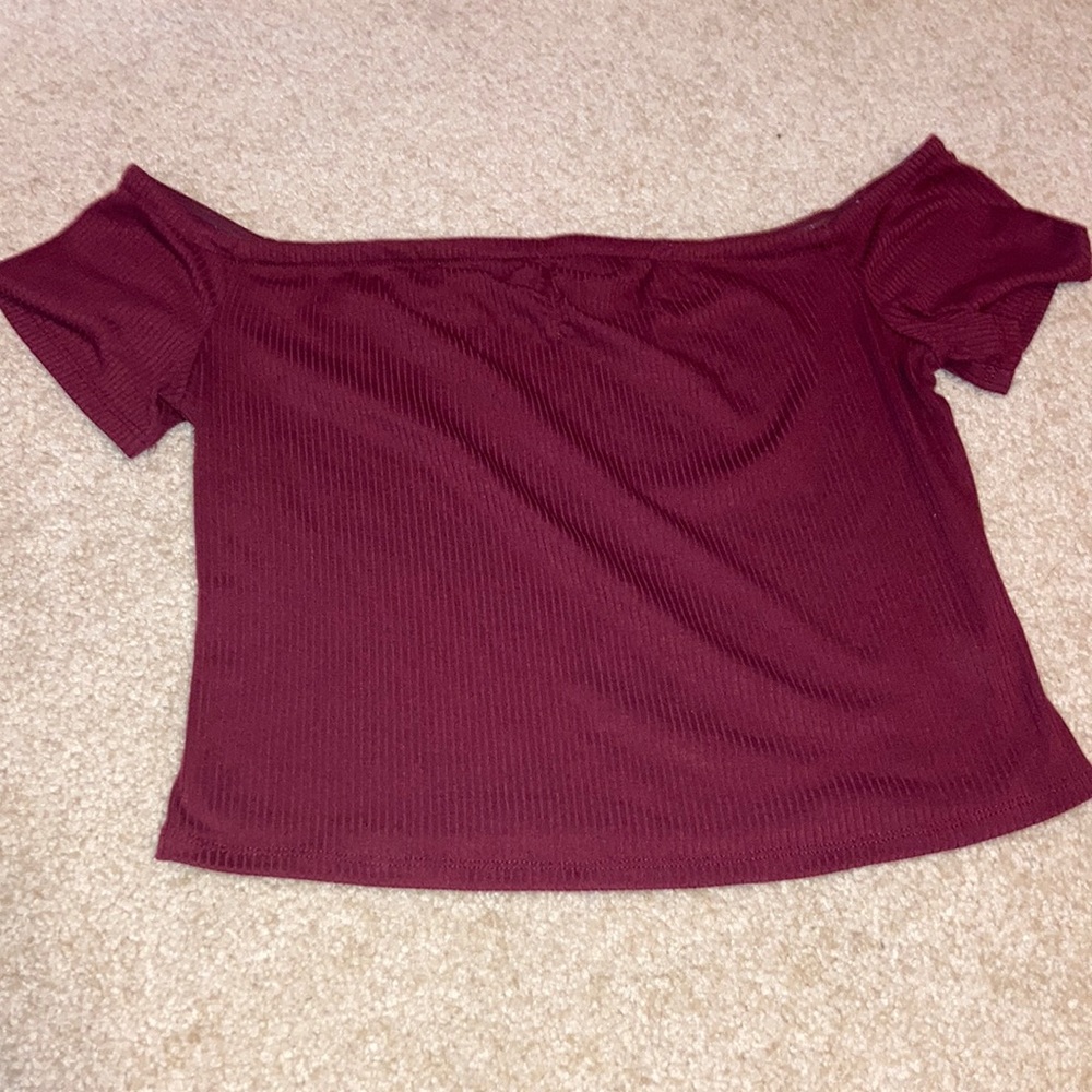 Maroon off the shoulder crop top
